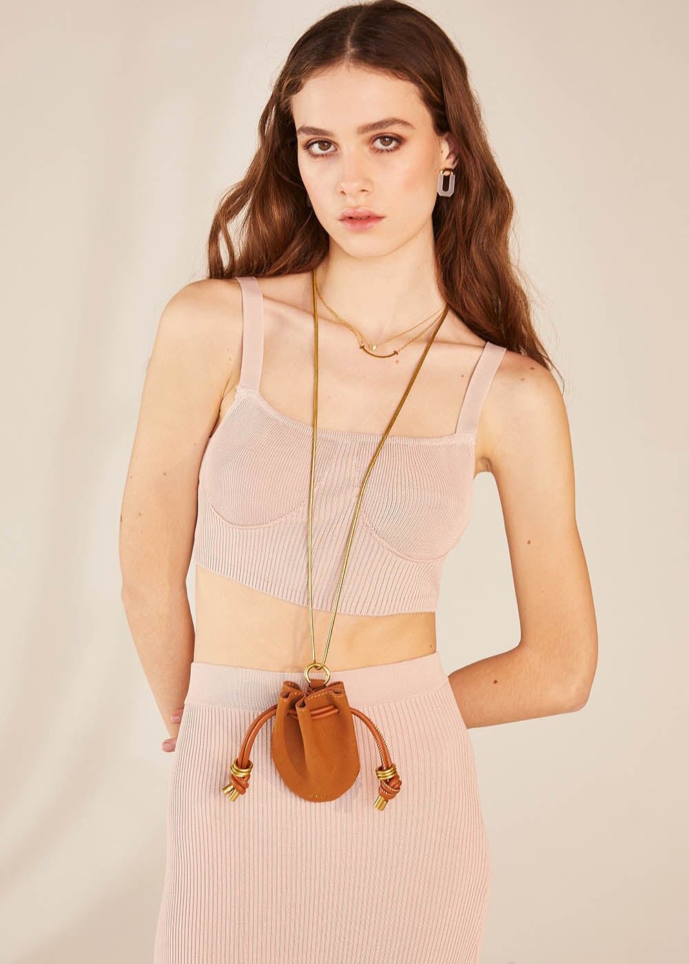 NIKOL NECKLACE WITH BROWN MICRO BAG
