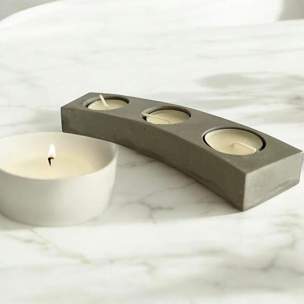 Ziao Minimalist Tealight Holder - Concrete (20x5x2.5cm)