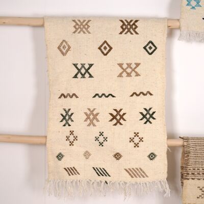 Tappeto Kilim 100 x 60 cm - Simboli berberi nei toni naturali
