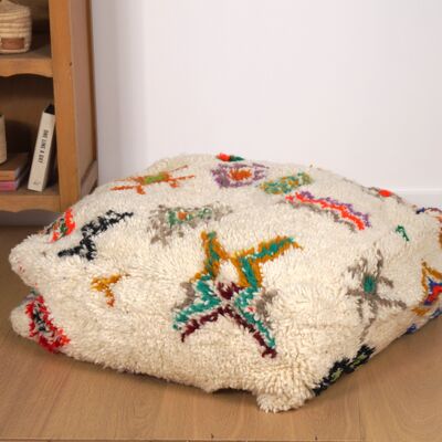 Pouf Azilal - Symboles berbères multicolores