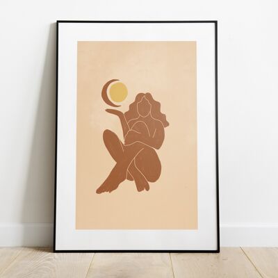 Sonne Mond Frau - Kunstdruck (Größe A3)