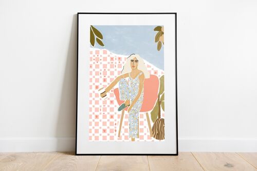 Woman With Coffe - Art Print (size A3)
