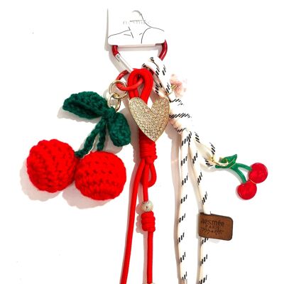 PORTE CLE SAC GRIGRI ULTRA MIGNON PETITES CERISES A CROQUER