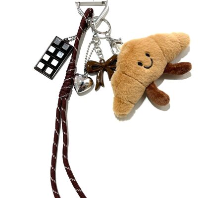 PORTE CLE SAC GRIGRI ULTRA MIGNON CROISSANT CHOCO