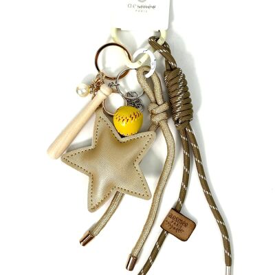 PORTE CLE SAC GRIGRI ULTRA MIGNON PENTAGRAMME ET BASEBALL