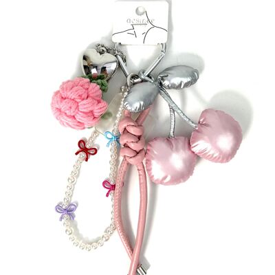 PORTE CLE SAC GRIGRI ULTRA MIGNON CERISES ET FRAISE