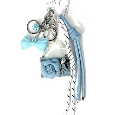 PORTE CLE SAC GRIGRI ULTRA MIGNON MINI SAC ET NŒUD BLEU