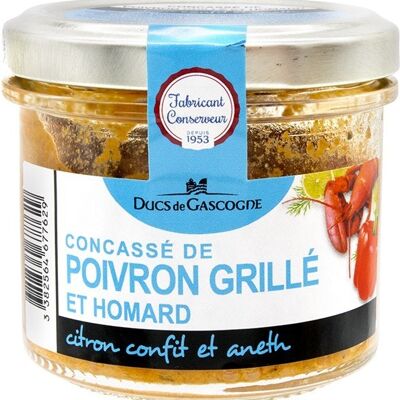 Concassé de poivron grillé et homard, citron confit et aneth 90g