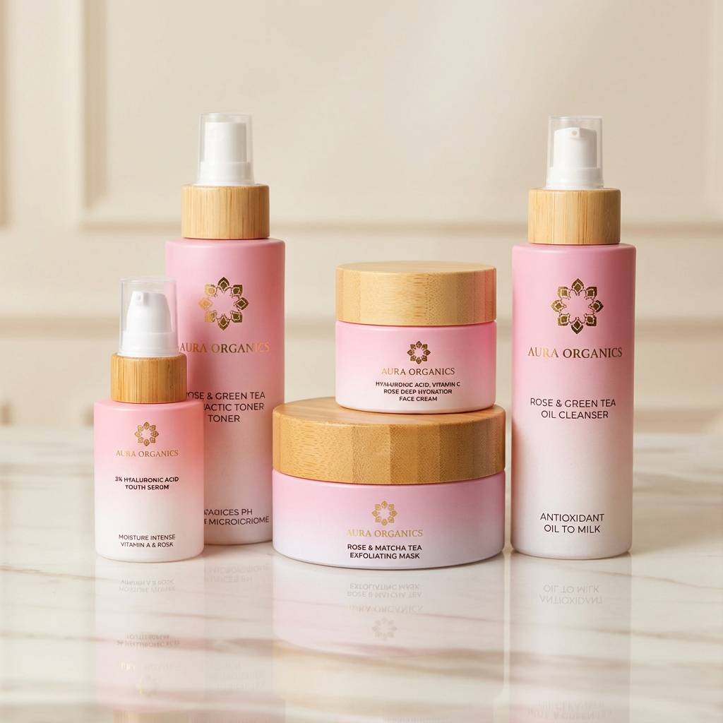 Hautpflege-Bundle aus Bio-Rosen & Grüntee