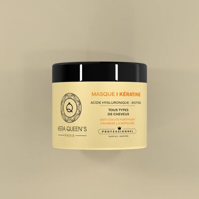 MASQUE CAPILLAIRE "KERATINE & ACIDE HYALURONIQUE & BIOTINE" SANS SULFATE & SANS PARABEN - FORMULE 100% VEGAN - 500 ML - KERA QUEEN'S