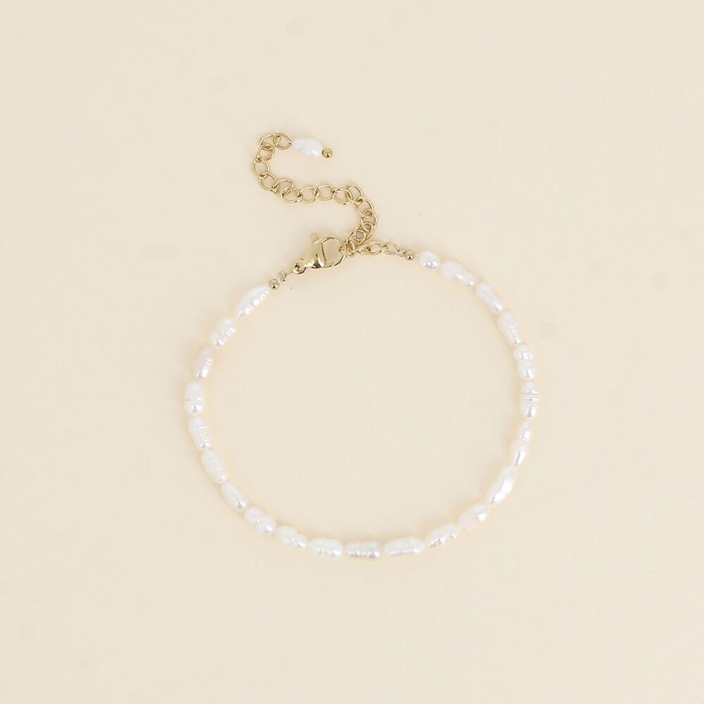 Kordelarmband - längliche Süßwasserperlen