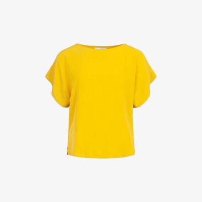 Yellow Viscose Cuffed Sleeve Top
