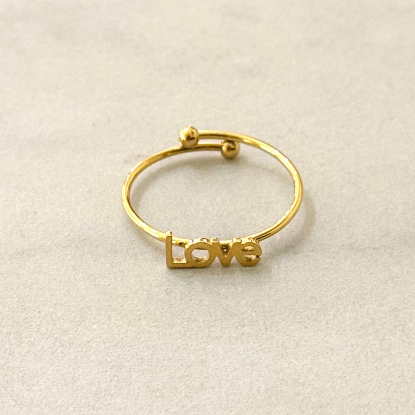 Love Verstellbarer Minimalring aus Edelstahl