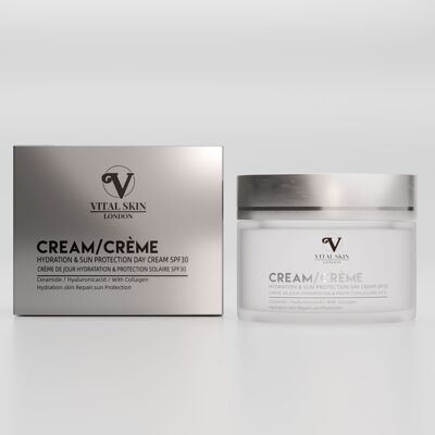 Crema giorno idratante e protettiva solare SPF30 con collagene, centella e ceramide (formula sviluppata da un medico)
