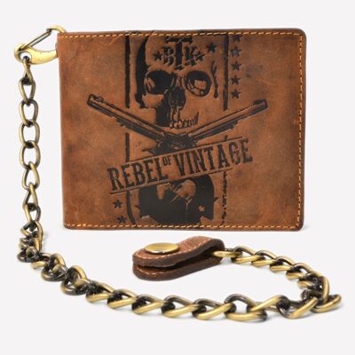 Cartera vintage de piel con calavera rebelde 1796-SK-25