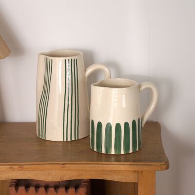 Half-striped terracotta carafe - Green