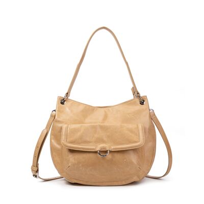 Ully sand leather hobo bag