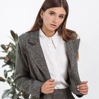 Chaqueta corta AZURI con cuello solapa - gris