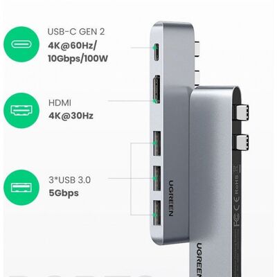 Convertisseur multifonction double Type-C Ugreen CM251 60559