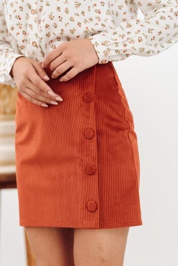 Mini jupe AZURI en velours - roux 3