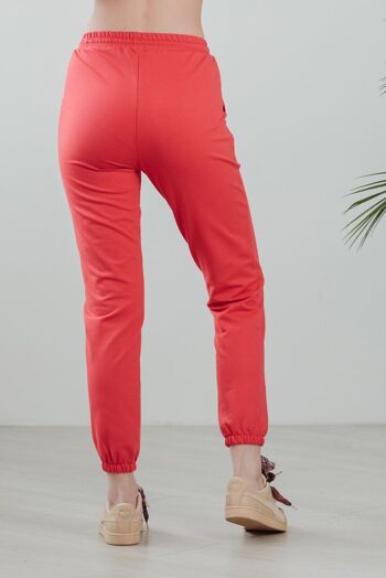 AZURI Pantalon taille haute décontracté couleur corail Jogging Femme 2
