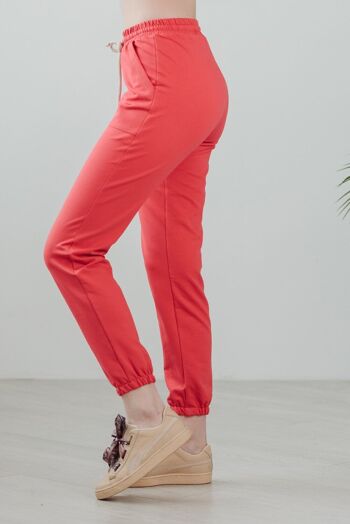 AZURI Pantalon taille haute décontracté couleur corail Jogging Femme 3