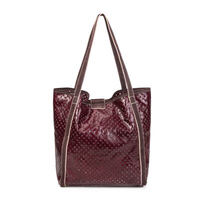 Borsa a tracolla Ryve in pelle traforata bordeaux