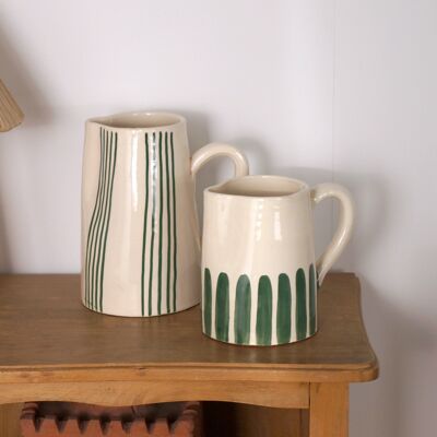 Fine striped terracotta carafe - Green