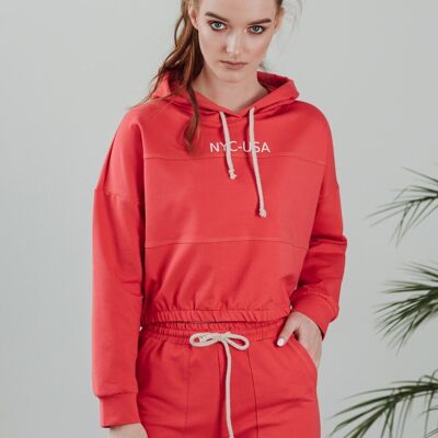 AZURI Coral Crop Hoodie