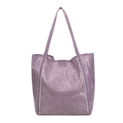 Bolso de hombro Ryve de piel perforada color lila