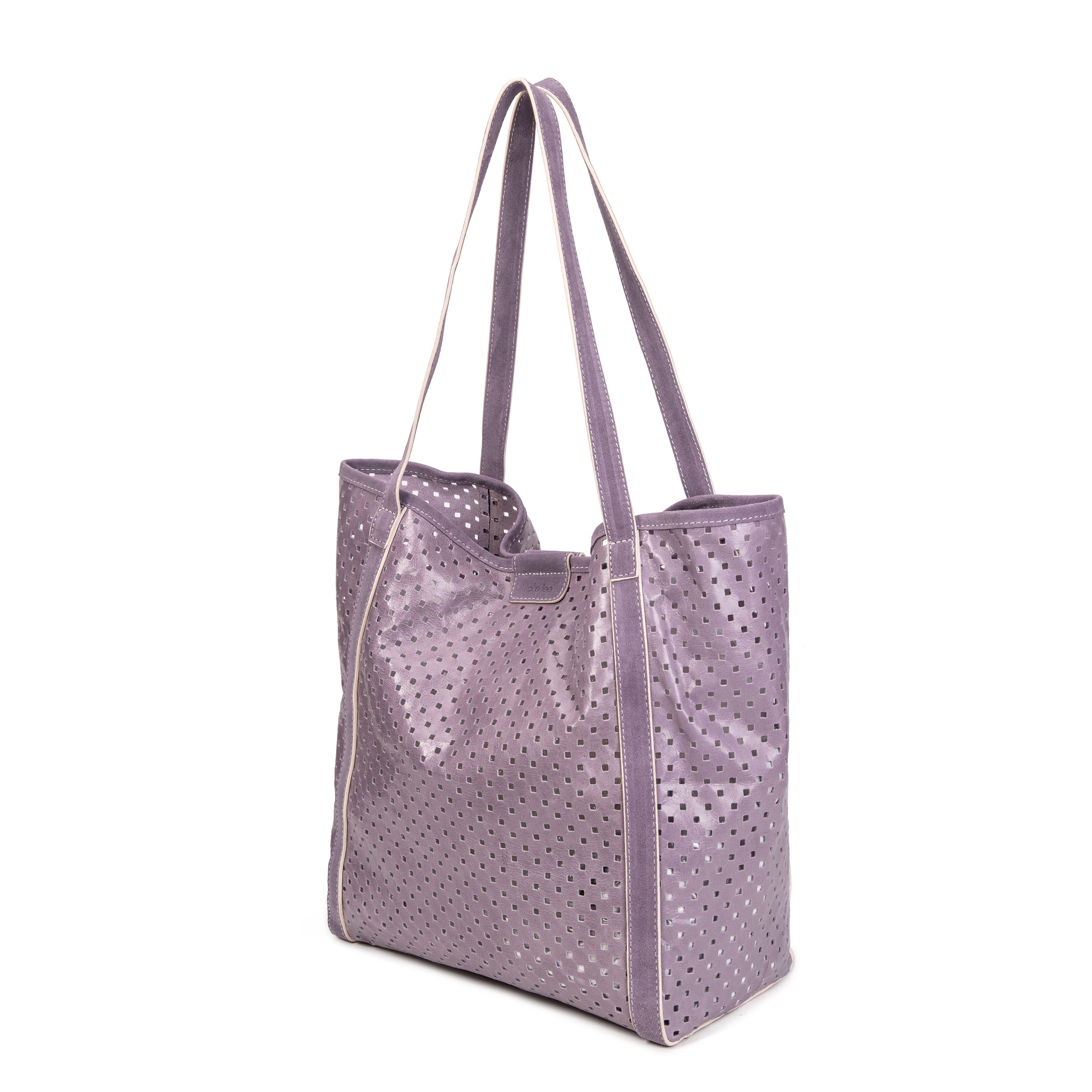 Sac porté épaule en cuir perforé Ryve lilas