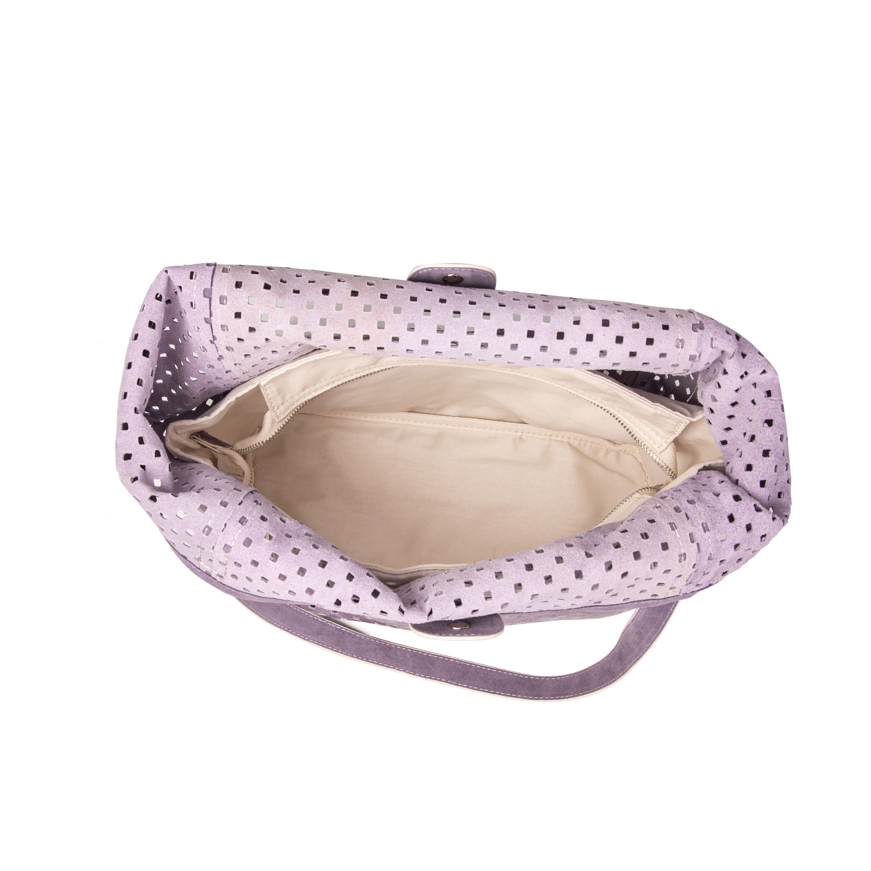 Sac porté épaule en cuir perforé Ryve lilas