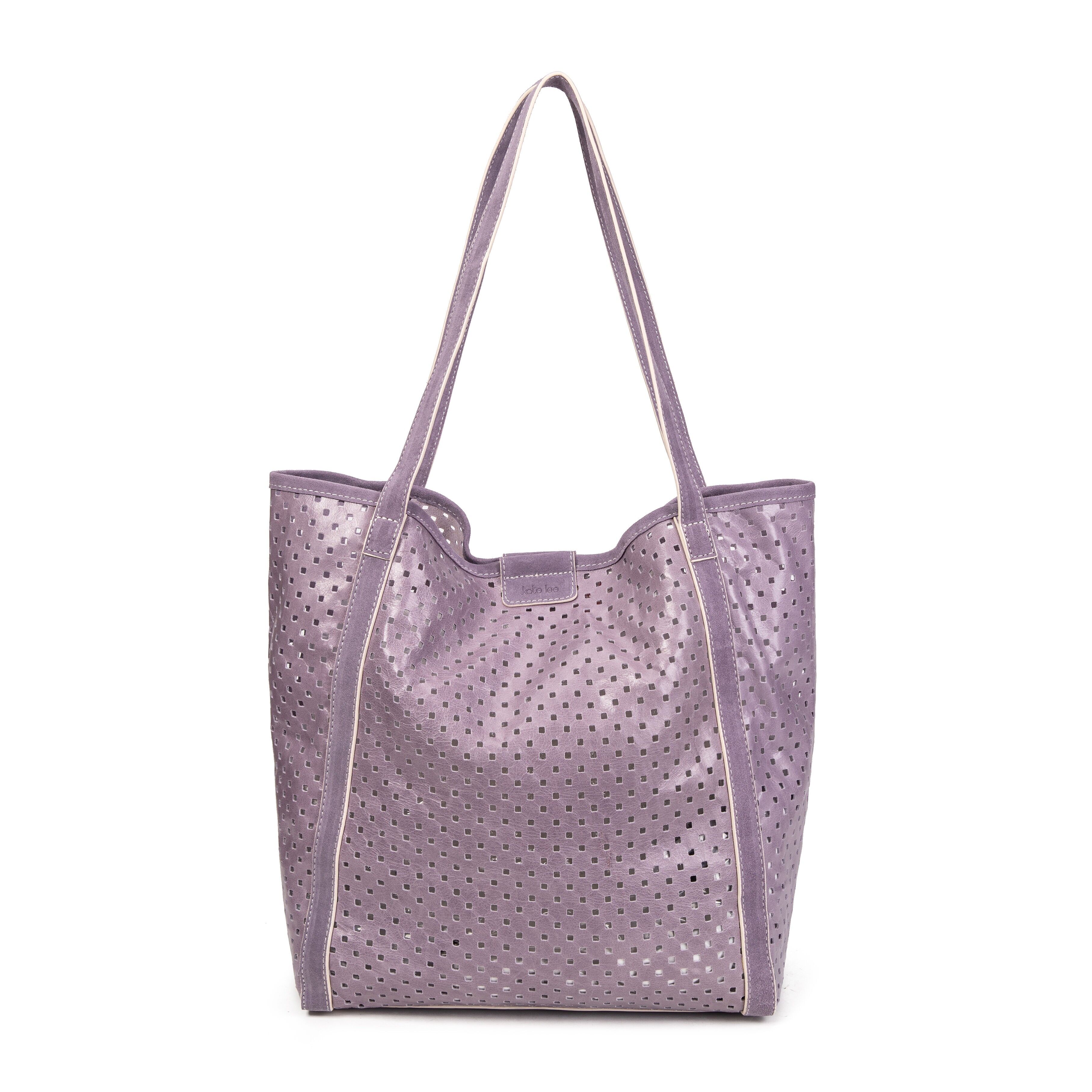 Sac porté épaule en cuir perforé Ryve lilas