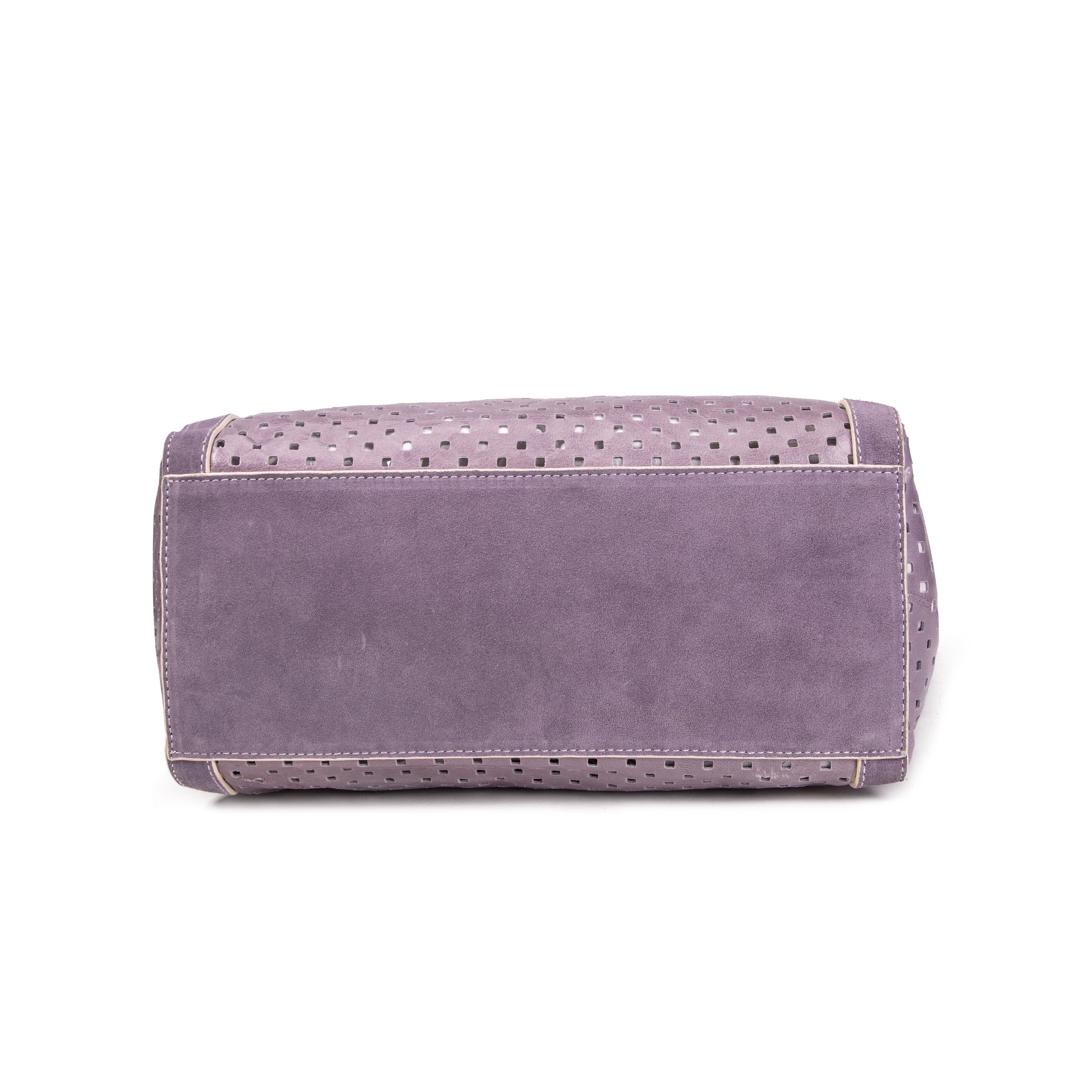 Sac porté épaule en cuir perforé Ryve lilas