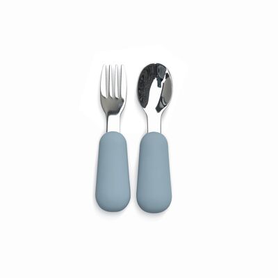 Posate in acciaio inox con punta in silicone Blu