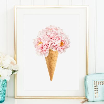 Poster 'Bouquet on ice cream cone' - DIN A3