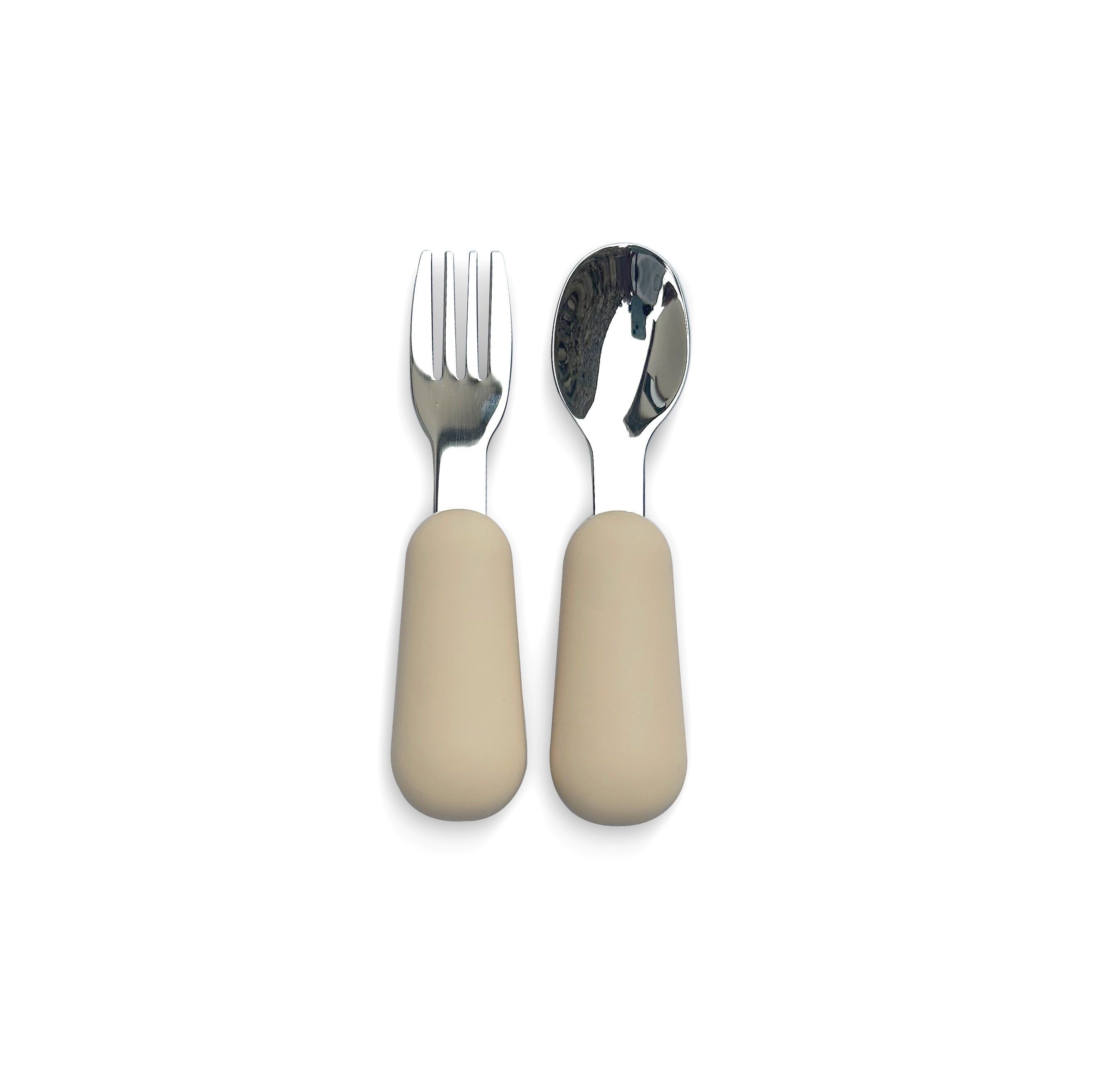 Posate in acciaio inox con punta in silicone Beige