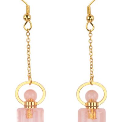 Boucles d'oreilles Sofia en Quartz Rose et plaqué Or