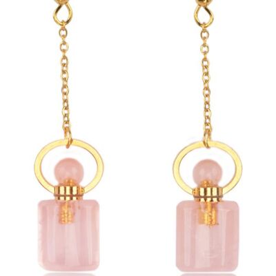 Sofia Rose Quartz and Gold Plated Earrings