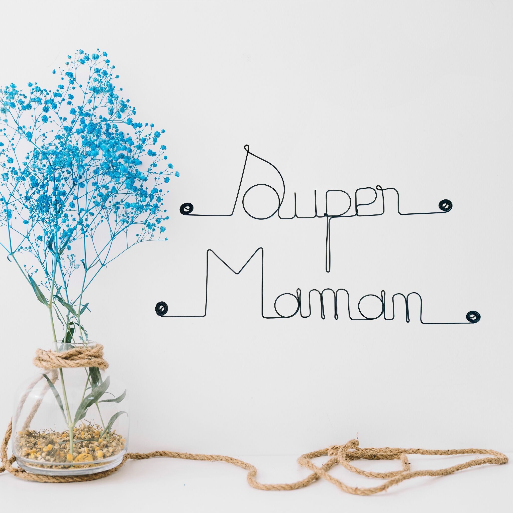 Decorazione da parete in filo metallico "Super Mom" ​​- Appendibile - Gioielli da parete - Regalo per la festa della mamma