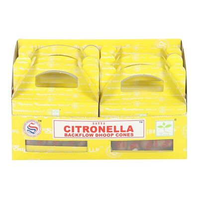 12 paquetes de conos de incienso Dhoop con reflujo de citronela de Satya
