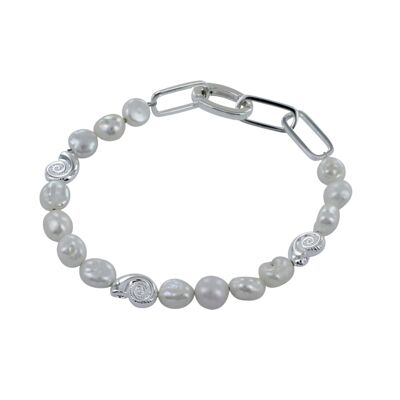 Pulsera de perla y amonita