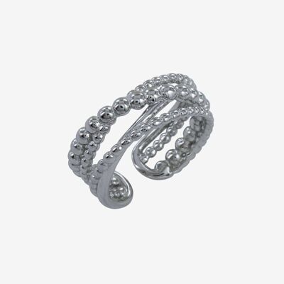 Anello con tre linee di perline