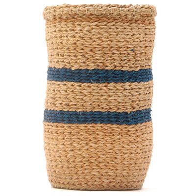 MVINYO: Cesta para vino de sisal con rayas verde azulado