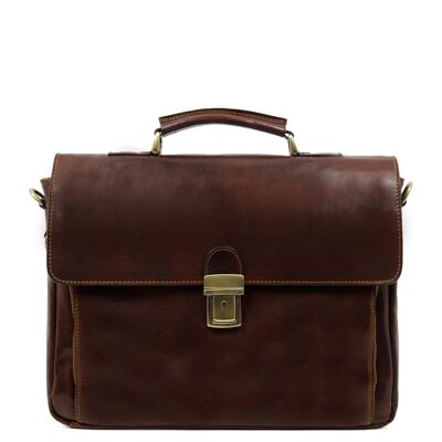 Leather Briefcase Laptop Bag - In Cold Blood