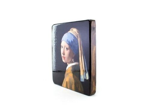 Reproduction on ecological wood, 23x19cm, Girl with the Pearl, Vermeer,