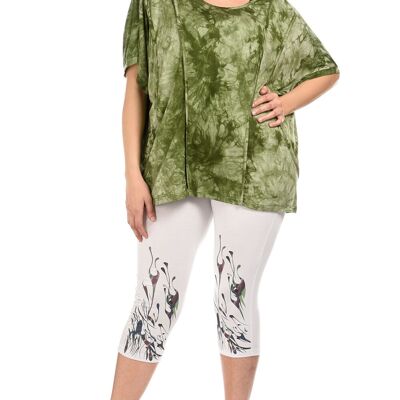 Leggings cortos blancos de talla grande con estampado colorido (B115)