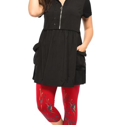 Leggings cortos rojos de talla grande con estampado colorido (B115)