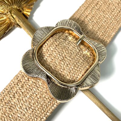 CEINTURE ÉLASTIQUE À BOUCLE DORÉES FLORALE BOHEME
