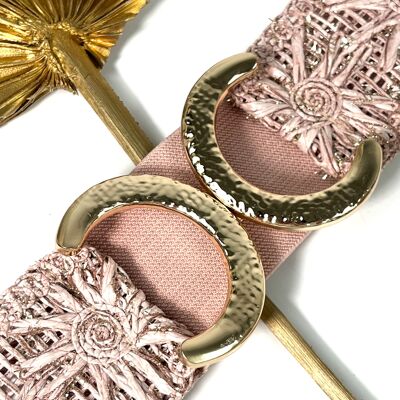 HAND-WOVEN BOHEMIAN BELT WITH AMBER HALF-MOON BUCKLE
